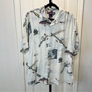 Reel Legends Men's Size Shirt XL Fishing Poles Reels Button Up Short Sleeves
